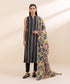 Women's Unstitched Printed Midnight Blue Khaddar Shirt and Dupatta